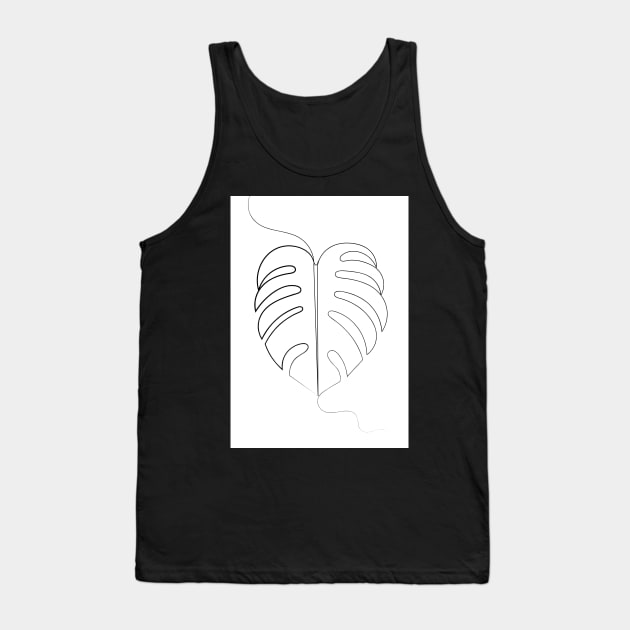 Swiss Cheese Plant Leaf Line Drawing Tank Top by AdamRegester